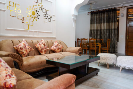 An elegant sofa setting in the common lobby