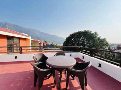 Scenic terrace offering mountain and valley views, ideal for morning tea or stargazing at night.